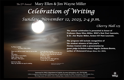 27th annual Mary Ellen and Jim Wayne Miller Celebration of Writing Nov. 12