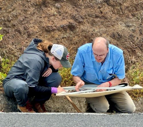 FUSE student collecting samples with mentor in the Canary Islands.