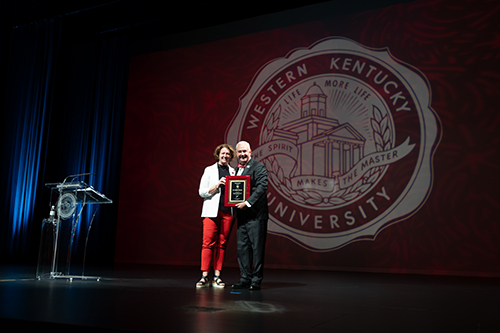 Dr. Corinne Murphy and President Timothy Caboni at Faculty and Staff Convocation.