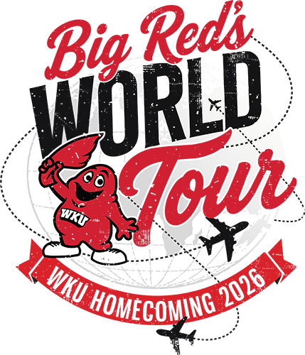 WKU Homecoming 2026 logo - Big Red's World Tour