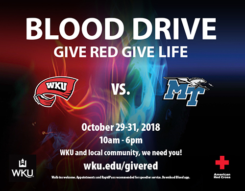 Appointments open for annual WKU vs. MTSU Blood Drive