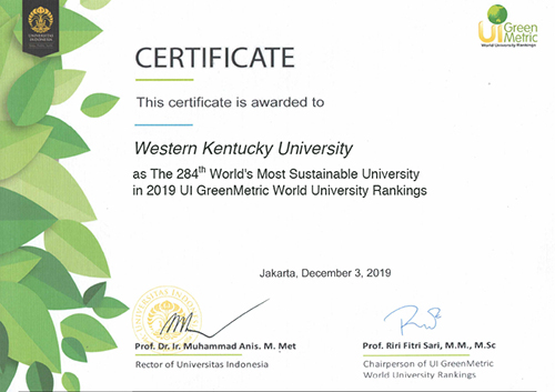 WKU's sustainability efforts earn international recognition