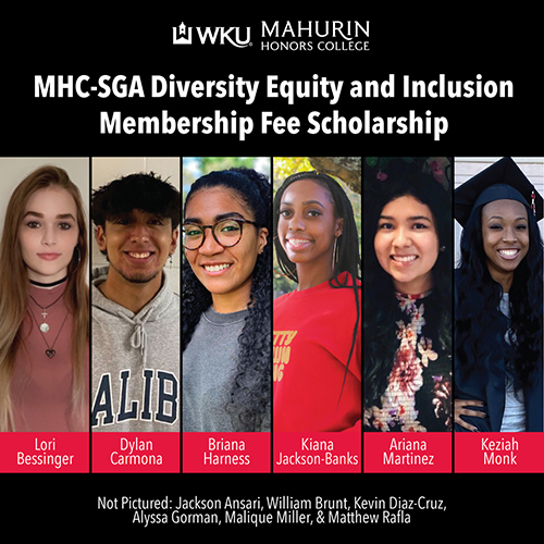 12 Mahurin Honors College Scholars Awarded MHC-SGA Diversity Scholarship