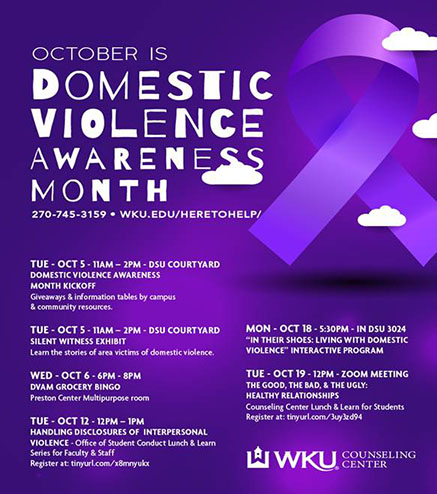 Domestic Violence Awareness Month activities begin Oct. 5