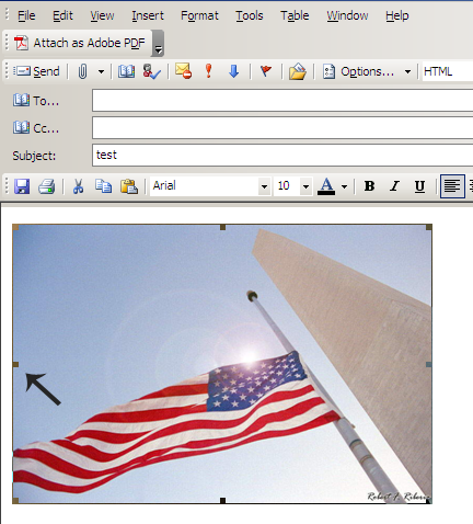 Resizing an image in an email