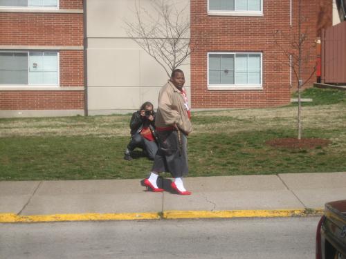 WKU student, Ernest Simmons, walks the walk in his red pumps!