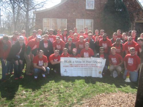 WKU male students supporting Walk-A-Mile In Her Shoes 2013