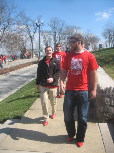 On the downhill slope supporting Walk-A-Mile In Her Shoes 2013