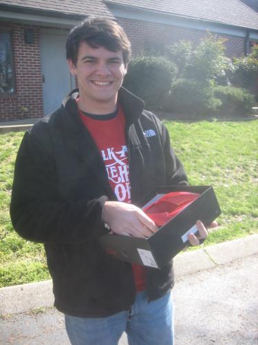 WKU student, Chris Hancock, has his red pumps in hand!
