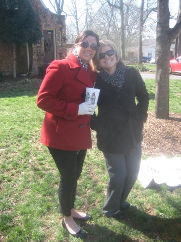 Hunter Williams & Mindy Johnson, Student Activities Staff Members, show  their support for Walk-A-Mile In Her Shoes 2013