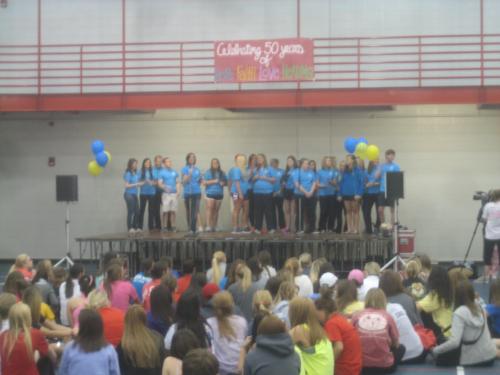 WKU Students celebrating their success at the 2013 Up 'Til Dawn Finale 
