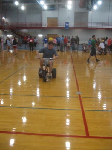 WKU Student, Chris Hancock, pedaling to stay awake during the Finale!