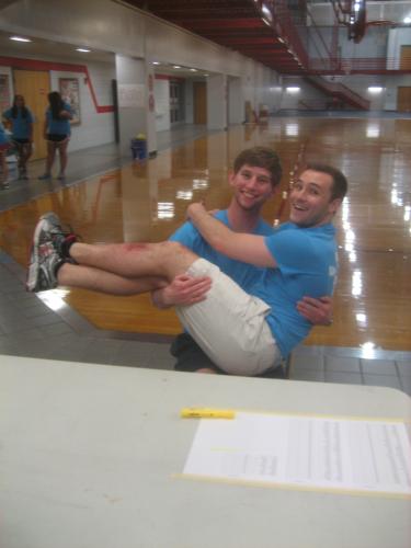 Matt Brown and Michael Bush having a blast at the 2013 Up 'Til Dawn Finale 