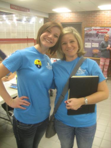 WKU student, Jessica Mattingly, and Asst. Dir. of Student Activities, Mindy Johnson, prepared to stay  "Up 'Til Dawn" because cancer never sleeps during the Finale 2013 supporting St. Jude Children's Research Hospital 