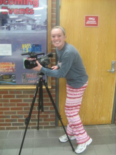 Preparing to video the fun events planned to keep WKU students Up 'Til Dawn!