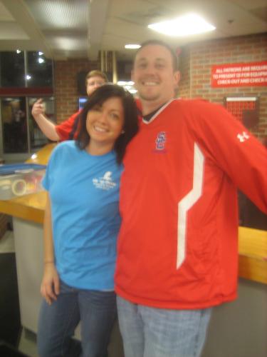 Student Activities Leadership & Volunteerism Coordinator Hunter Williams and Chris, supporting Up 'Til Dawn 