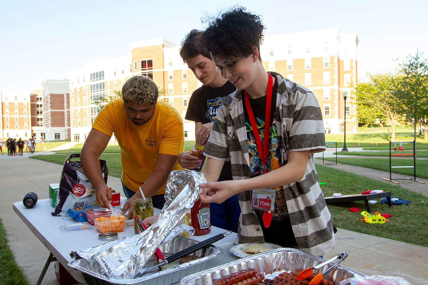 During the first week of the school year, students in the School of Media LLC had a tailgate party outside Normal Hall before going to a WKU soccer game.