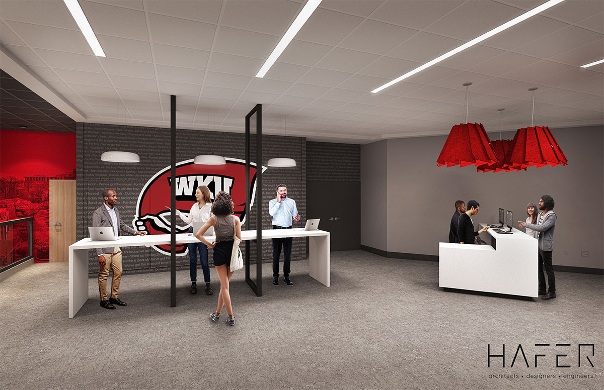Architectural rendering of the walkup support service, TopperTech, providing faculty, staff, and students with face-to-face technical assistance.