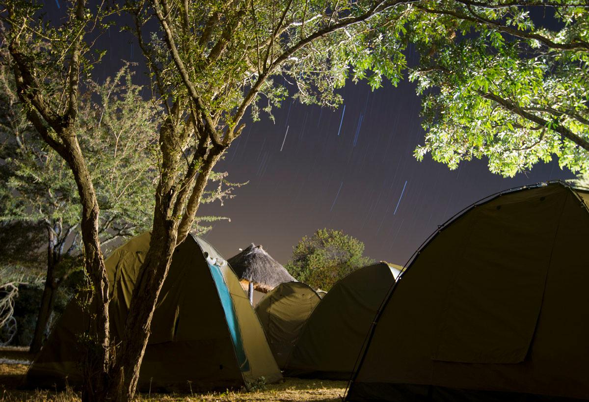 Stars pass through the sky over Phelwana Game Reserve outside Hoedspruit, South Africa, on June 5 and June 13. The 11 students participating in the African wildlife management class stayed in tents at the reserve during the 12-day course.