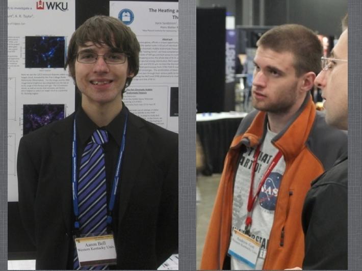 WKU Physics and Astronomy Undergraduates Aaron Bell and Andrew Gott, who won the American Astronomical Society's Chambliss Astronomy Achievement Student Award for their poster presentations at the 219th AAS meeting in Austin, Texas. This marks the second and third times, respectively, WKU undergraduates have won this prestigious award.