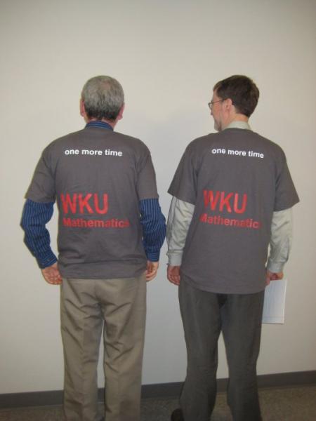 Drs. Peter Hamburger & Mark Robinson sporting new Math Department Shirts
