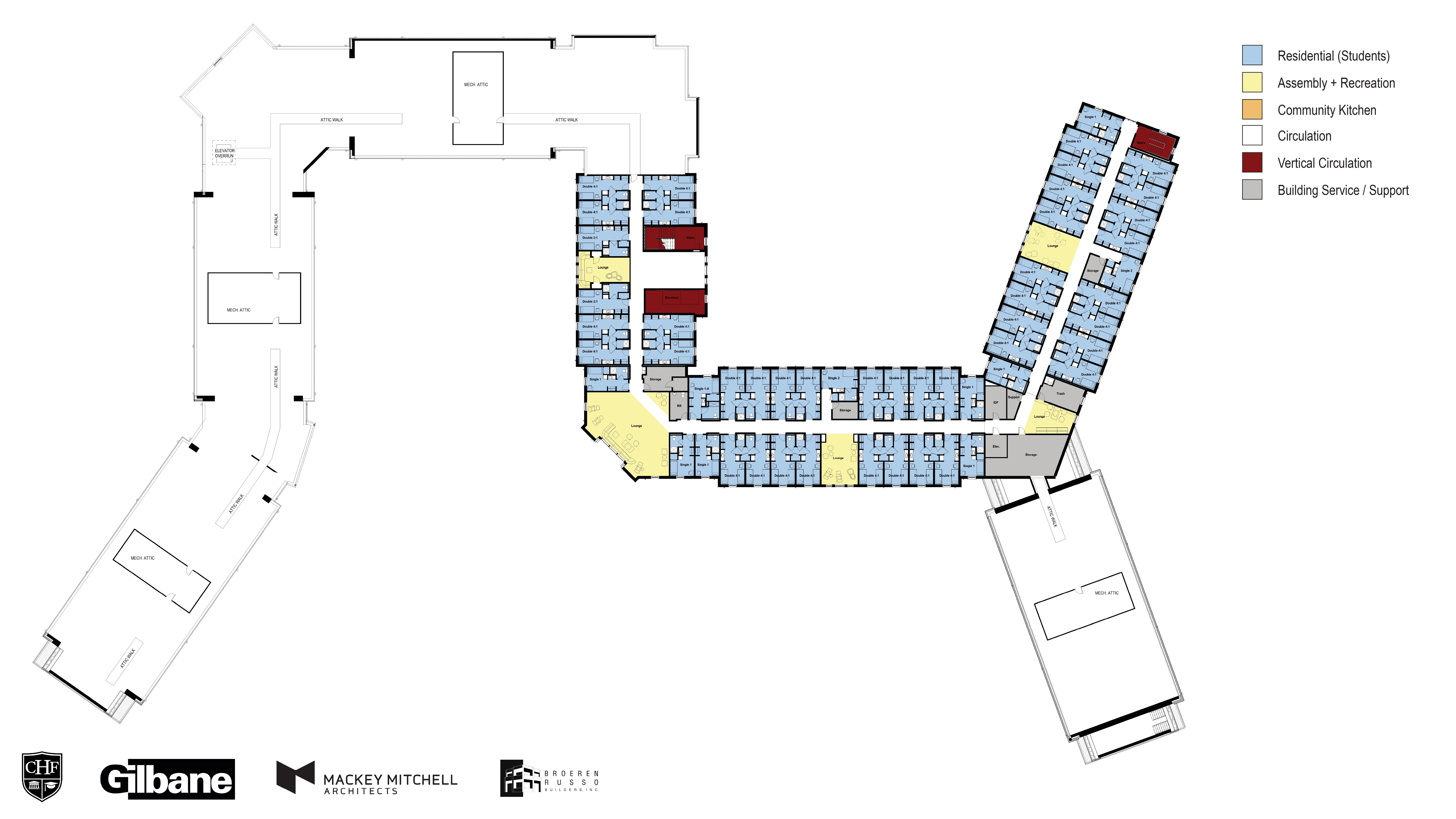 Floor plan (sixth floor) of WKU's new 1,000-bed residence hall, opening fall 2028.