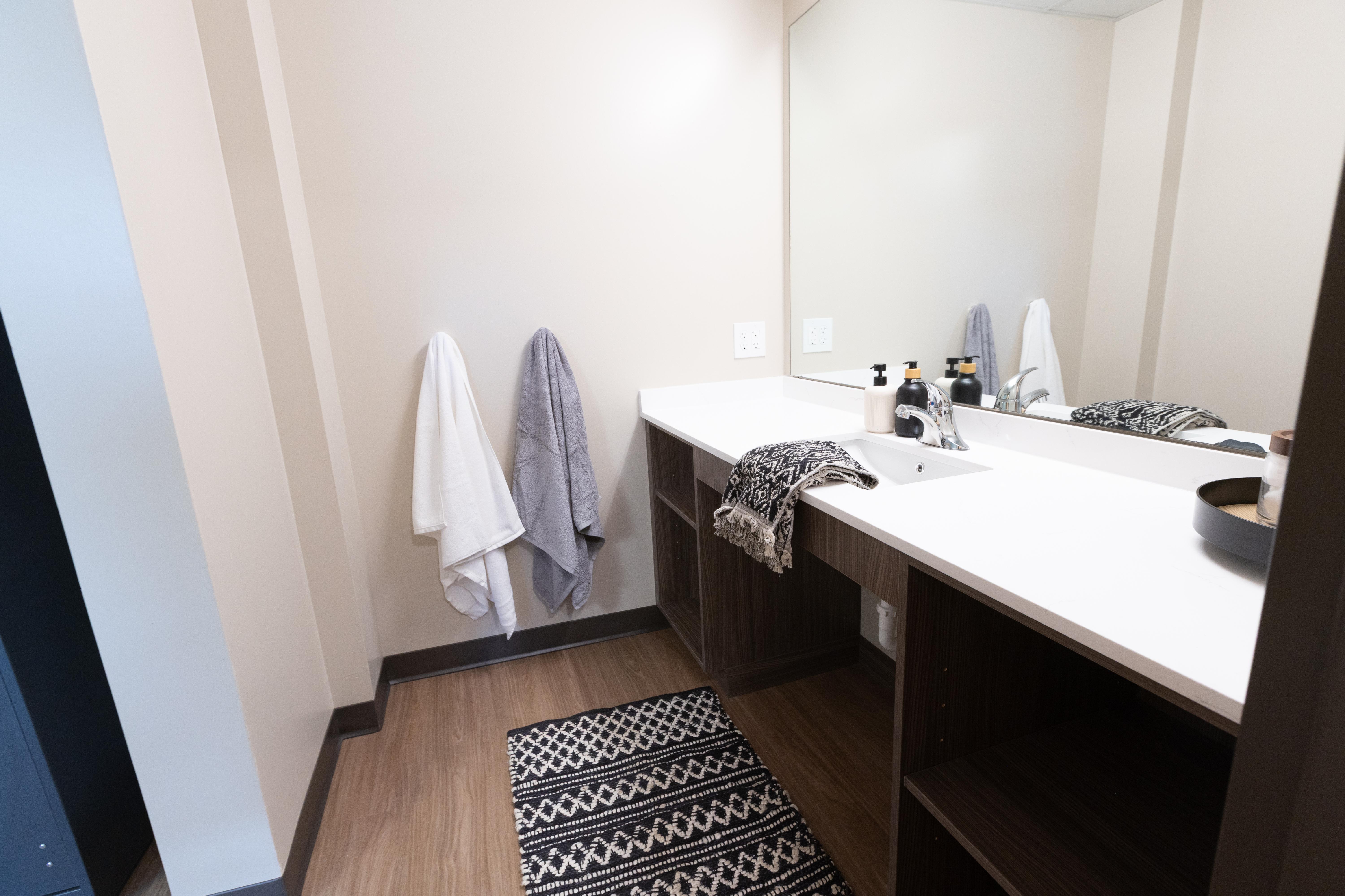 Photo of renovations to Southwest Hall student bathroom