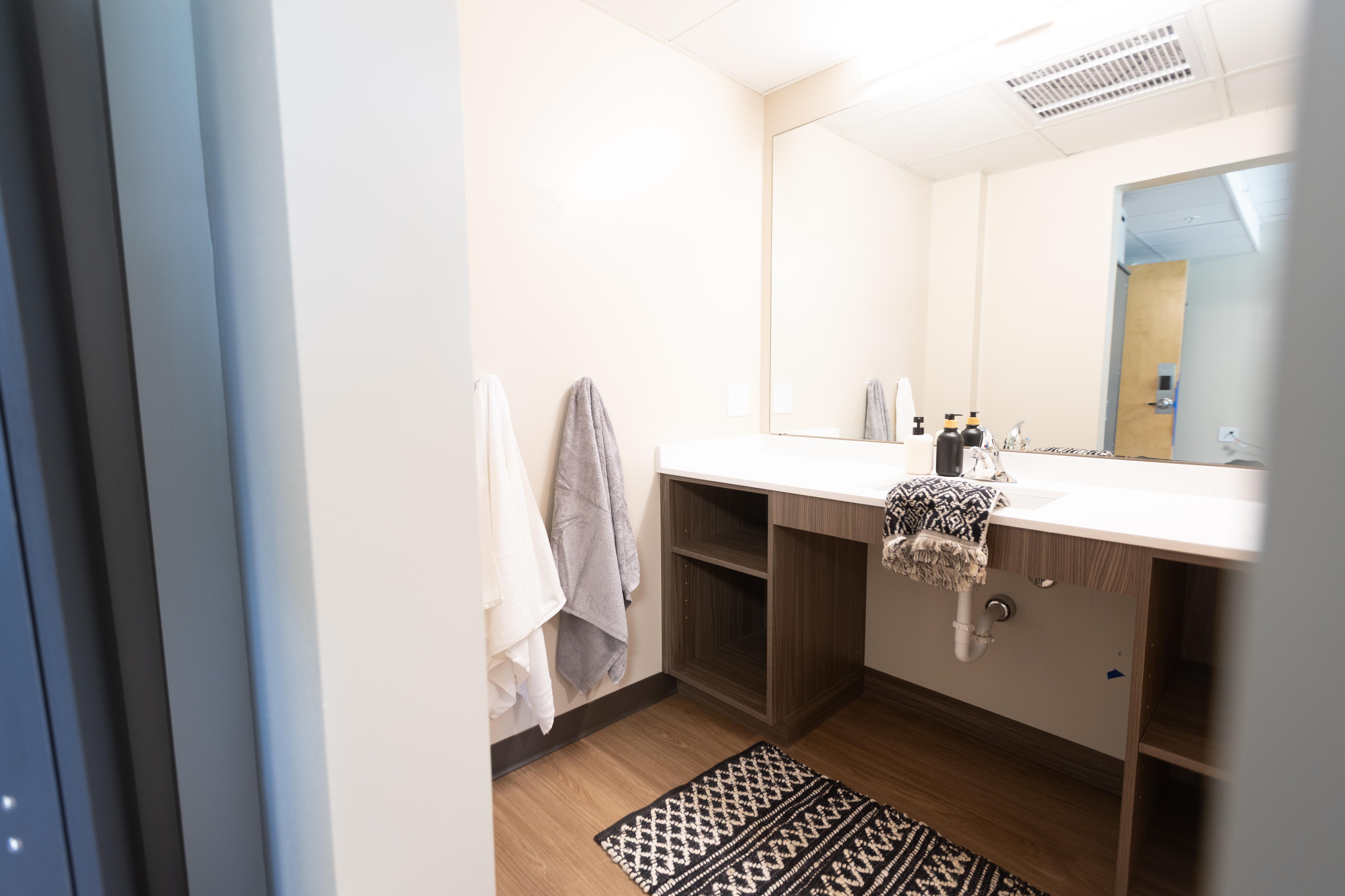 Photo of renovations to Southwest Hall student bathroom