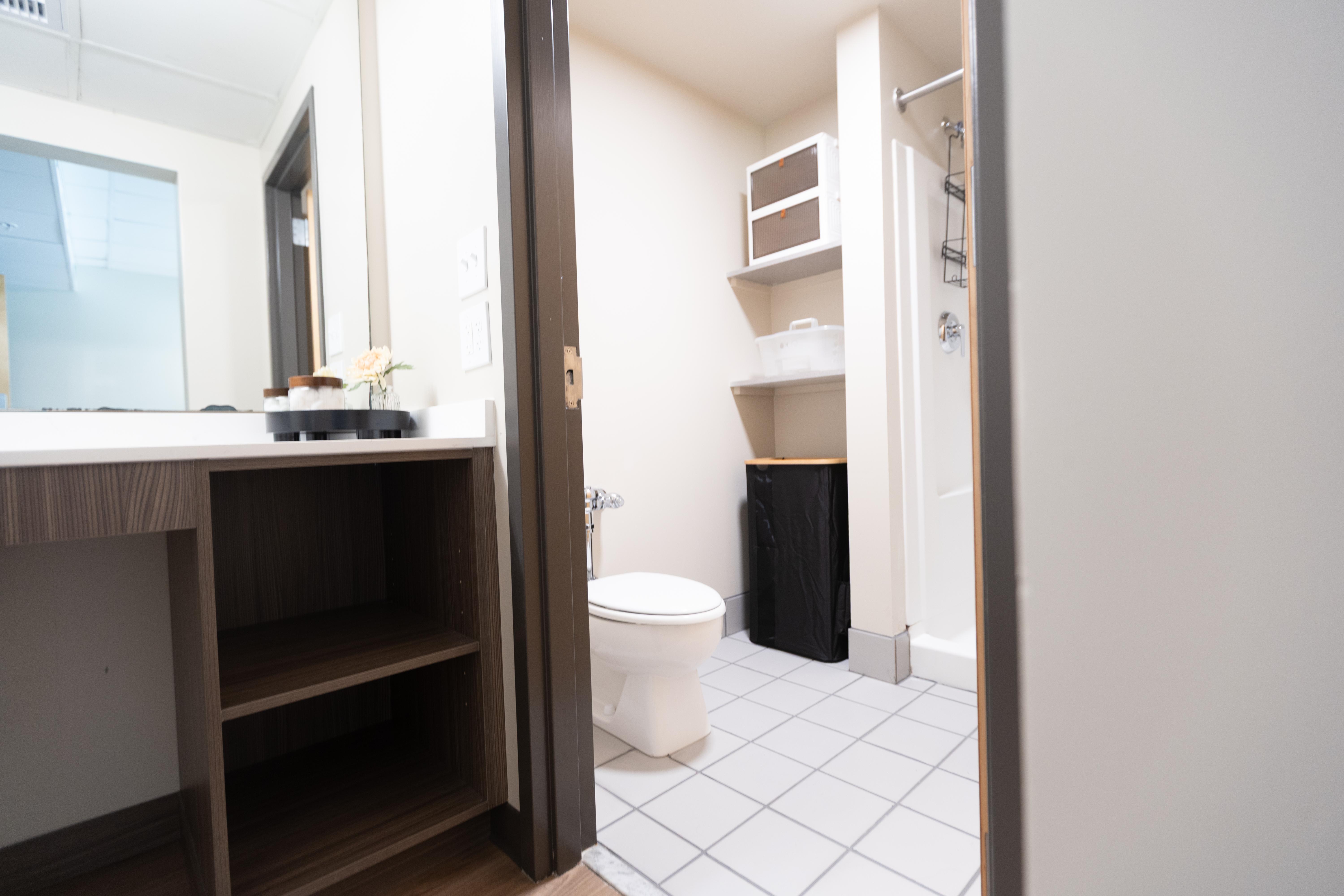 Photo of renovations to Southwest Hall student bathroom
