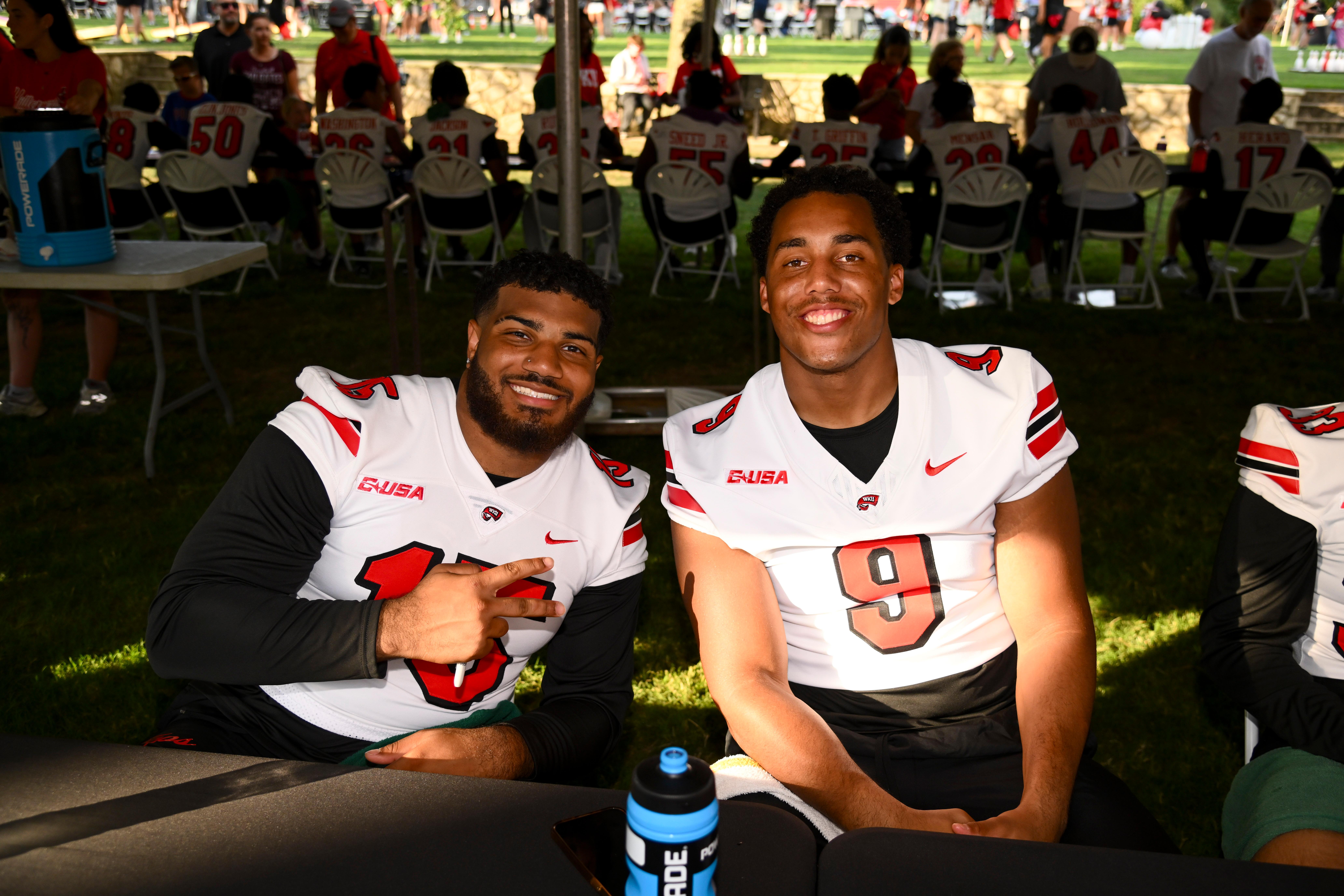 WKU student-athletes posing for a group photo at Topper Fest