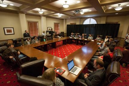 While WKU representatives were in Iceland for the agreement signing, a simultaneous event was held at the Augenstein Alumni Center. 