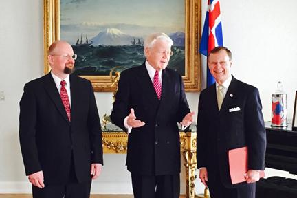 University of Akureyri Rector Eyjolfur Guomundsson, Iceland President Olafur Grimsson, and WKU President Gary A. Ransdell