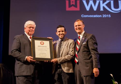15th annual President’s Award for Diversity (Student) awarded to Salvador Hernandez, International Business sophomore 