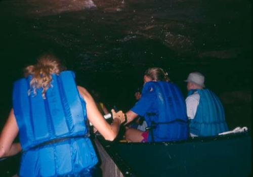 Canoe in a cave