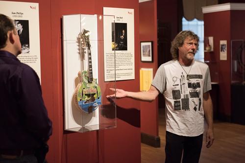 Sam Bush unveiled his mandolin in the "Instruments of American Excellence" exhibit and participated in a narrative stage at the Kentucky Museum. Photos Courtesy of William Kolb.