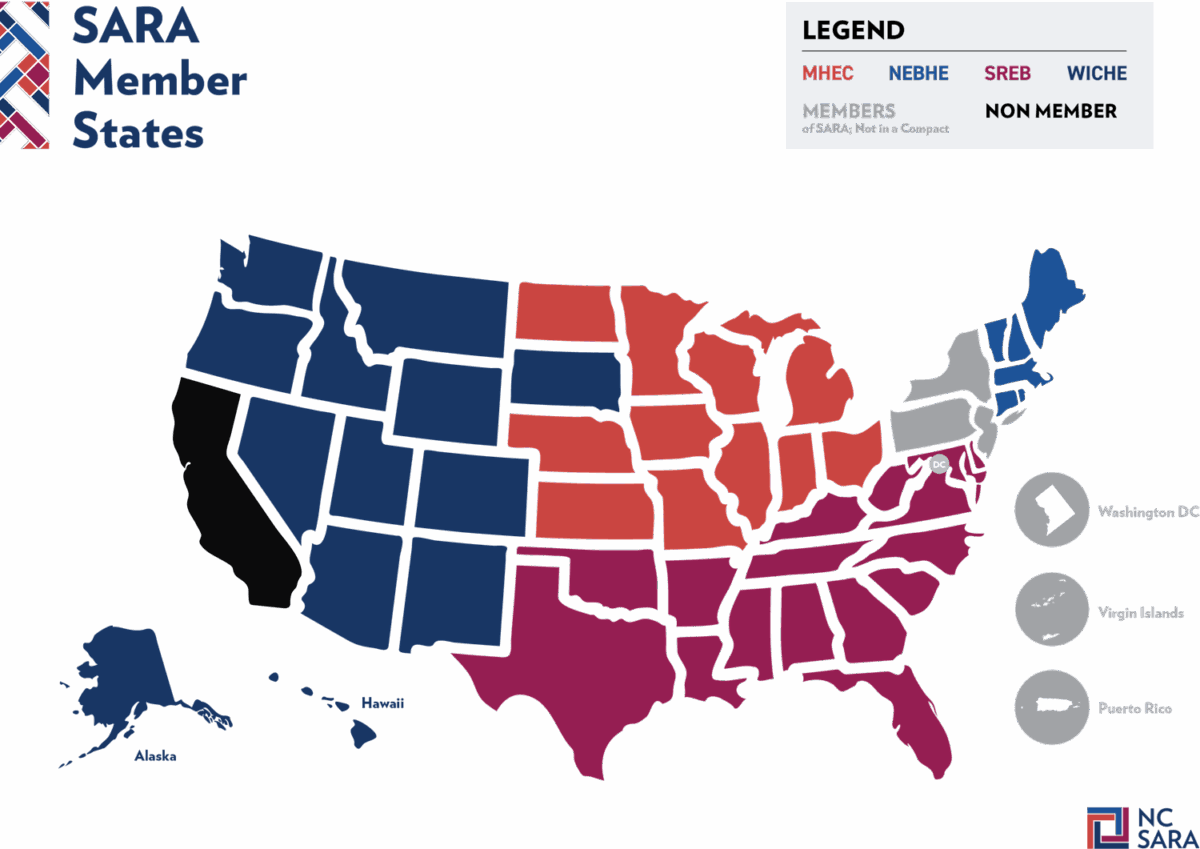 Color Coded Map of NC-SARA Member States