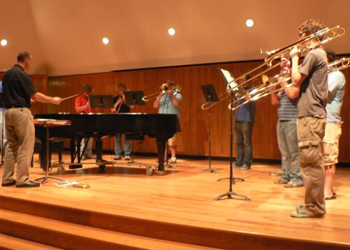 Group playing trombone.