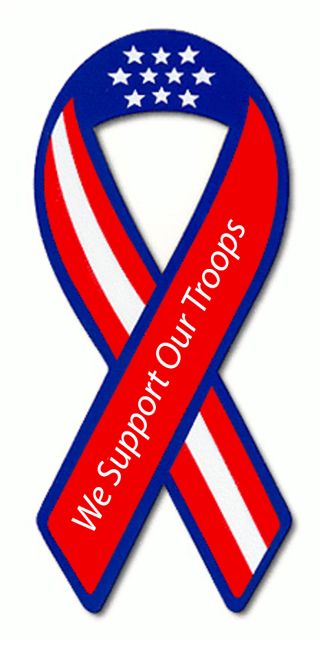 We Support Our Troops American Flag Ribbon