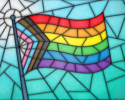 glass window pride flag