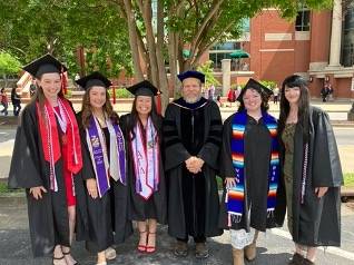 Graduation photo from Spring 2025 recognition ceremony with Natalie, Lynnsey, Sheila, Alana, and Megan