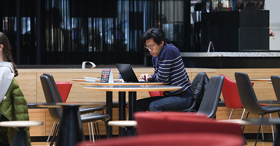 image of student using a laptop computer