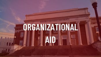 Image of Van Meter Hall with the words "Organizational Aid" in front