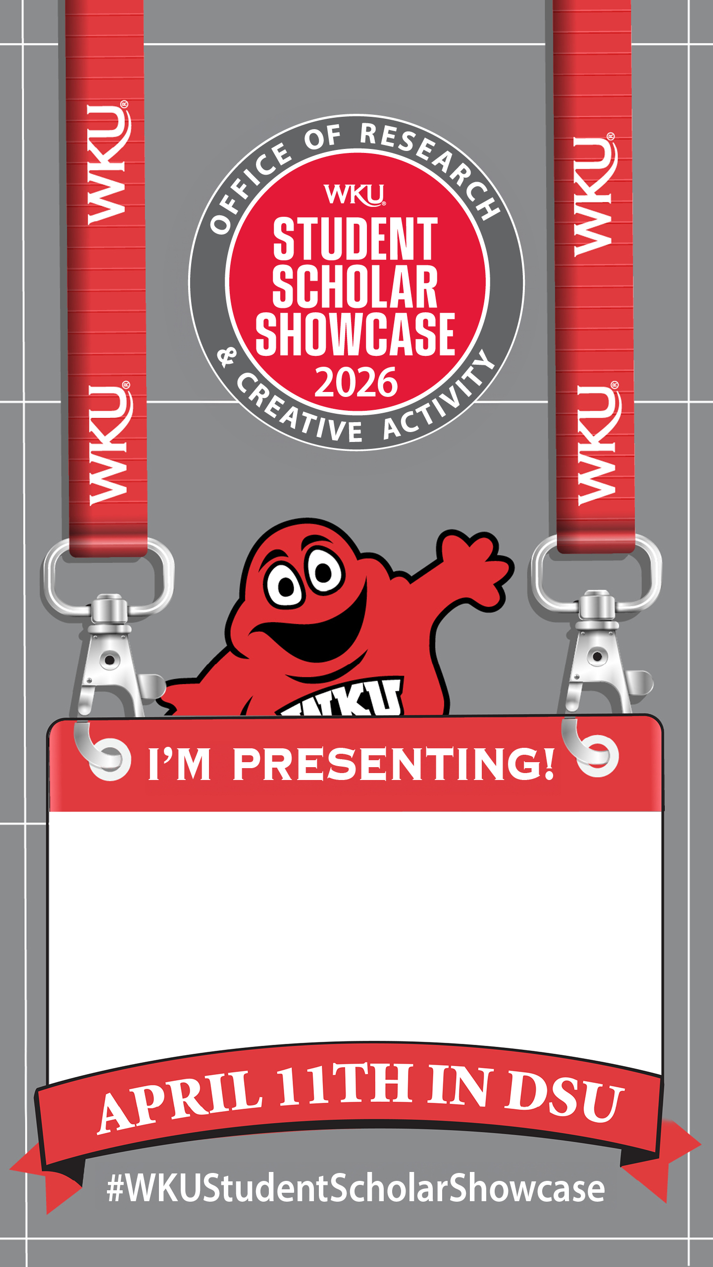 lanyard graphic promoting the WKU student scholar showcase