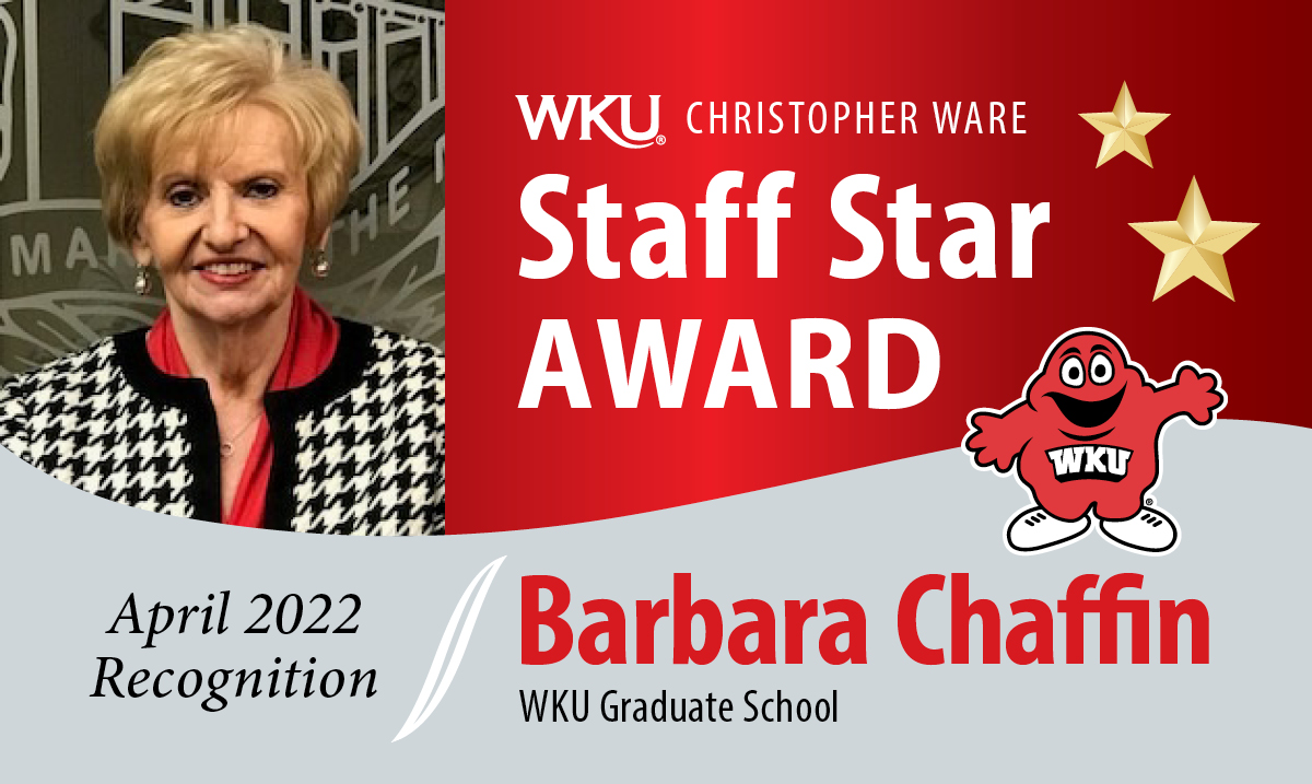 Barbara Chaffin April 2022 Staff Star