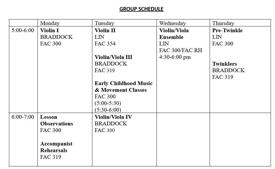 group schedule