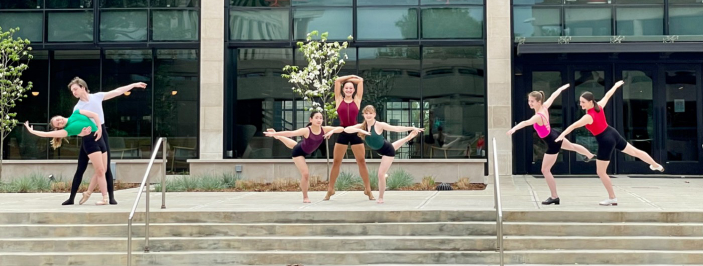 Three sets of dancers demonstrating dance poses.