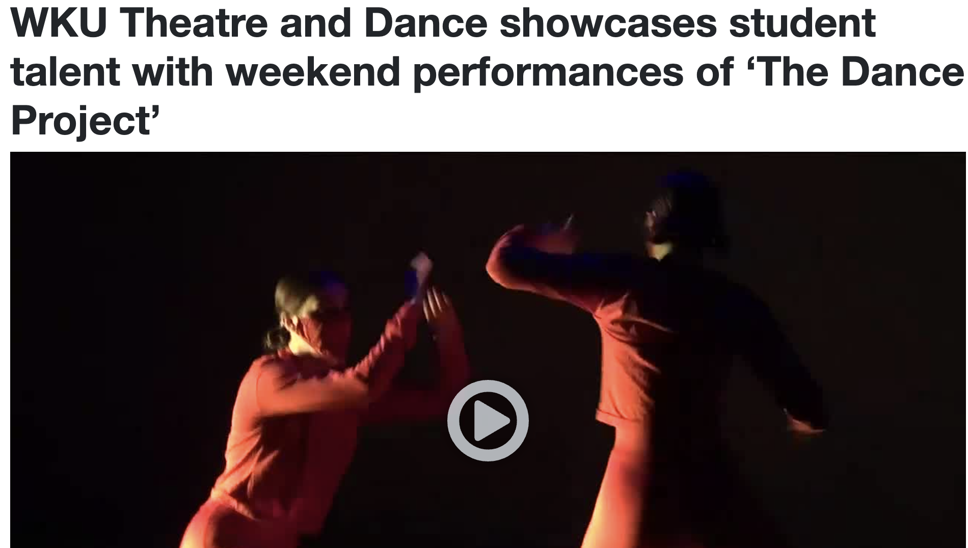 The Dance Project News Article