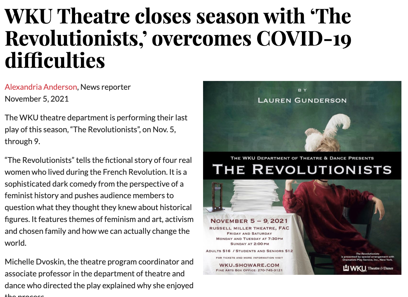 The Revolutionists News Article
