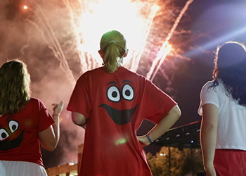 WKU students watching fireworks on South Lawn