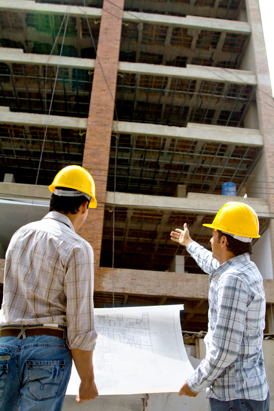 Contractors looking at building